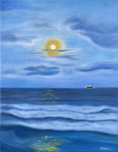 Soumphontphakdy - Full Moon at Coca Beach - Oil paint